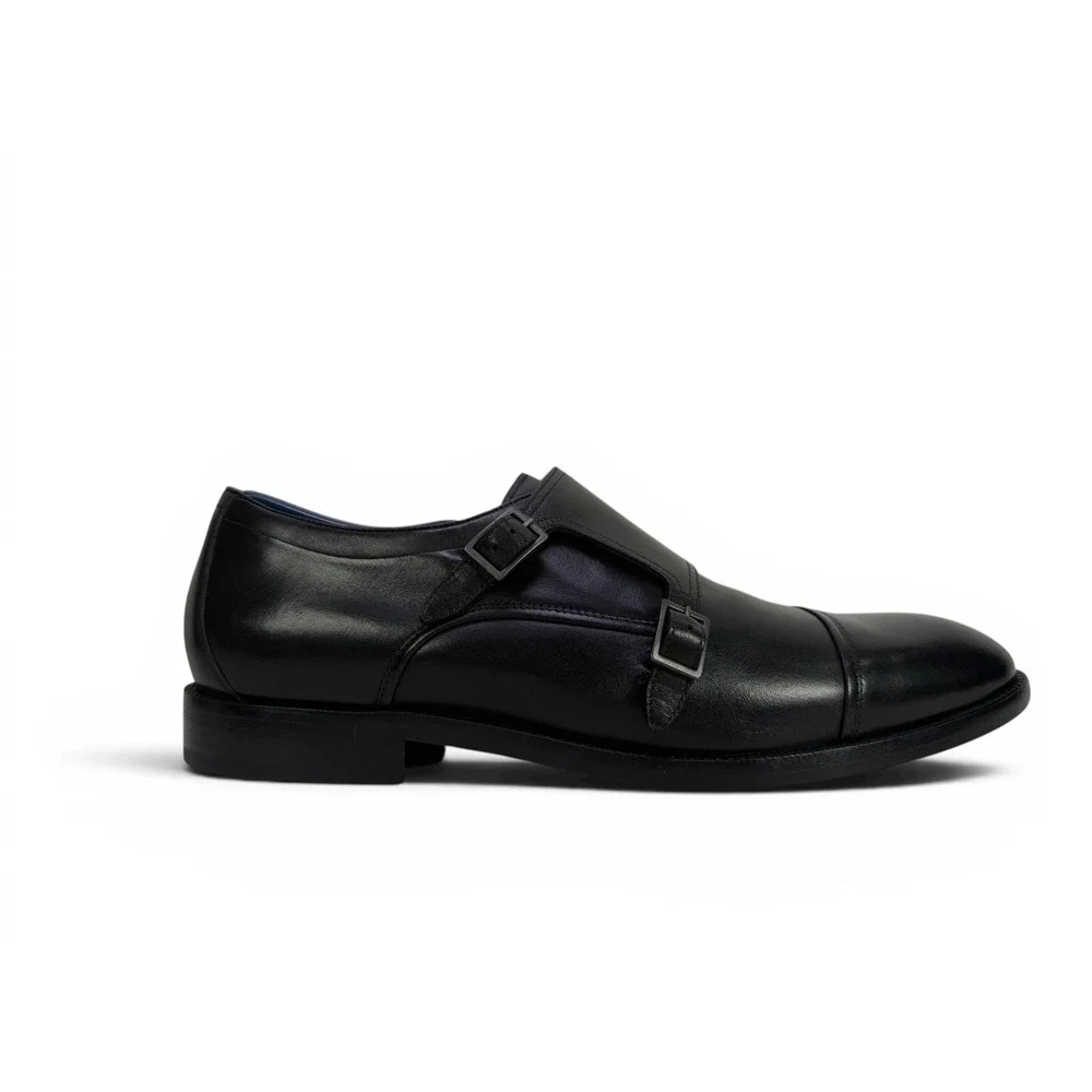 Cole Haan Harrison Monk Dress Shoe Mens 11 M‎ Black Leather Double Strap C36760